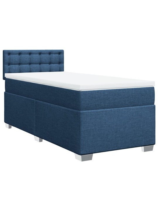 Box spring postel s matrací modrá 100 x 200 cm textil