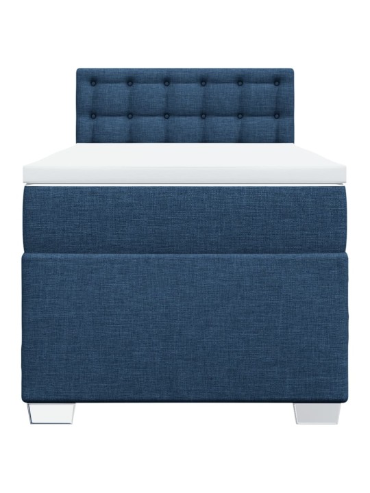 Box spring postel s matrací modrá 100 x 200 cm textil