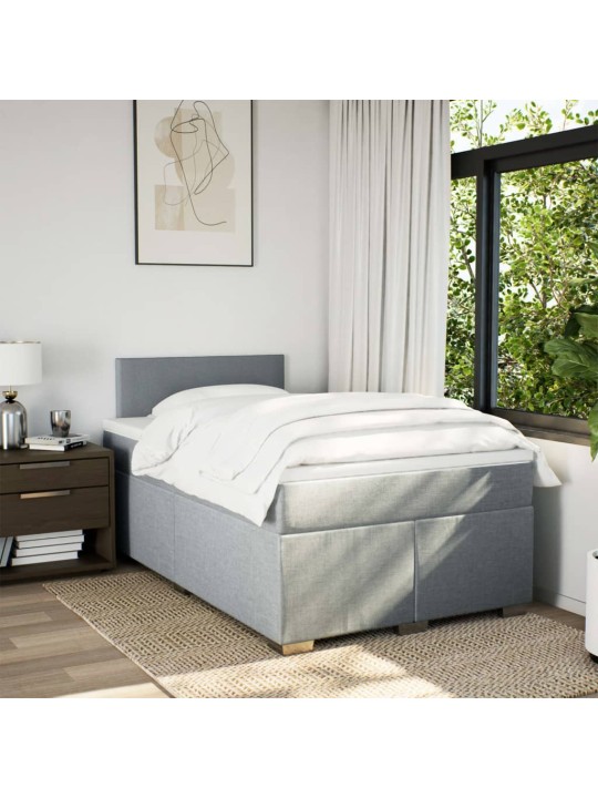 Box spring postel s matrací světle šedá 120x190 cm textil