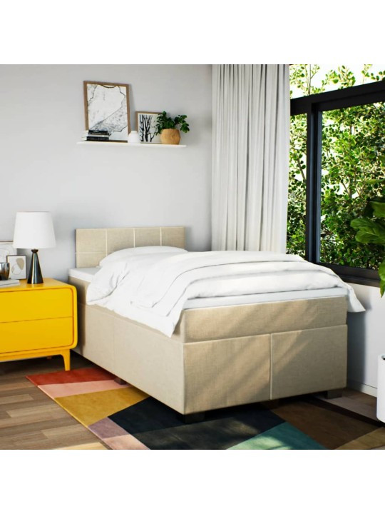 Box spring postel s matrací krémová 120x190 cm textil