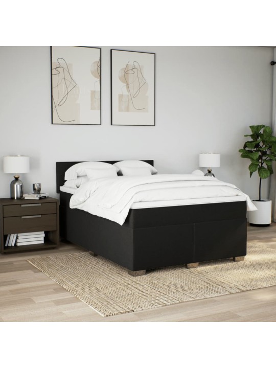 Box spring postel s matrací černá 140 x 190 cm textil