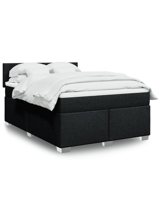 Box spring postel s matrací černá 140 x 190 cm textil