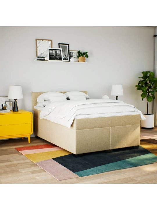 Box spring postel s matrací krémová 140x190 cm textil