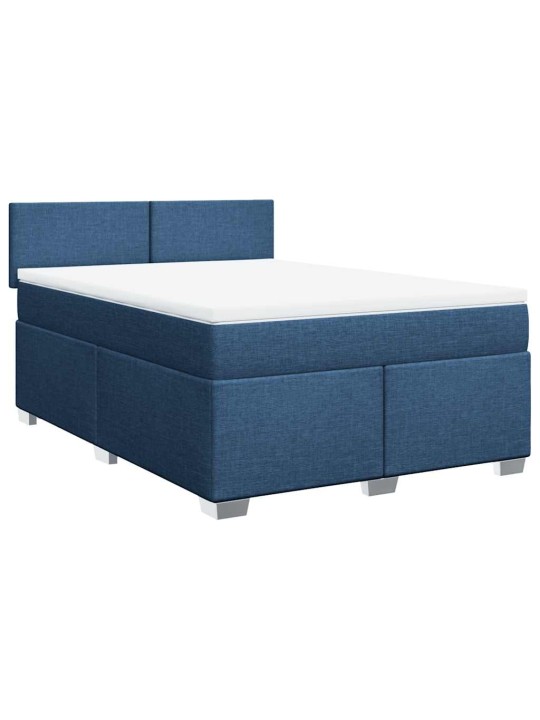 Box spring postel s matrací modrá 140x190 cm textil