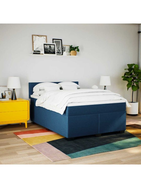 Box spring postel s matrací modrá 140x190 cm textil