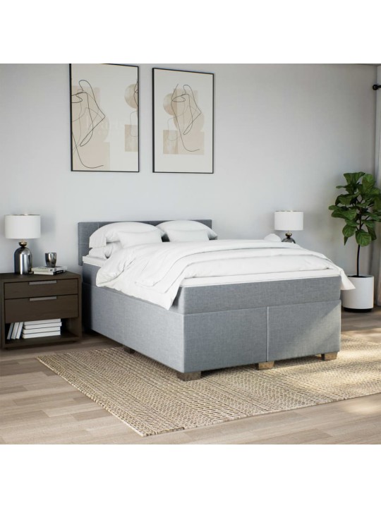 Box spring postel s matrací světle šedá 140 x 190 cm textil