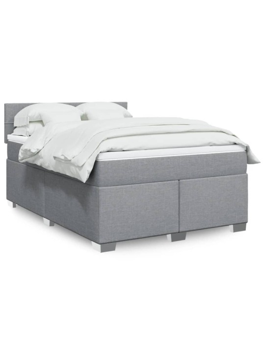 Box spring postel s matrací světle šedá 140 x 190 cm textil