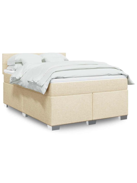 Box spring postel s matrací krémová 140x190 cm textil