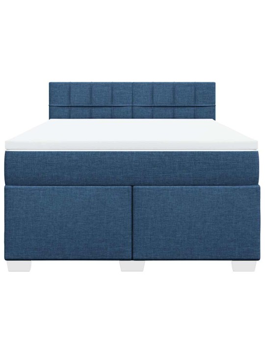 Box spring postel s matrací modrá 140x190 cm textil