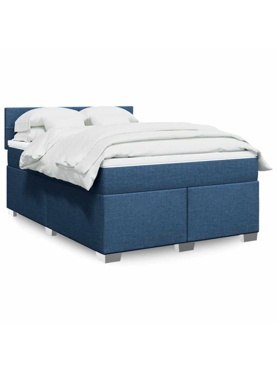 Box spring postel s matrací modrá 140x190 cm textil
