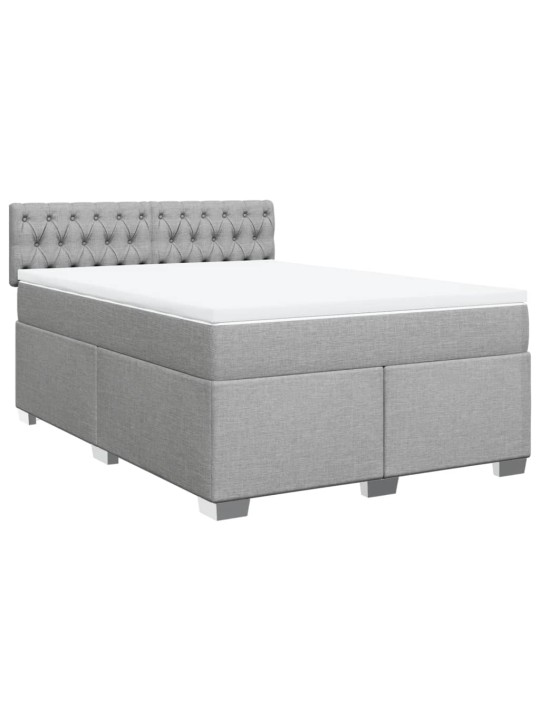 Box spring postel s matrací světle šedá 140 x 190 cm textil