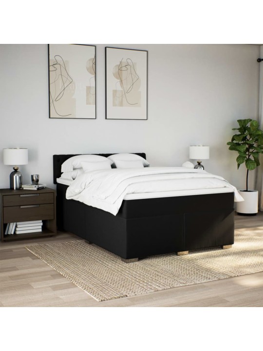 Box spring postel s matrací černá 140 x 190 cm textil