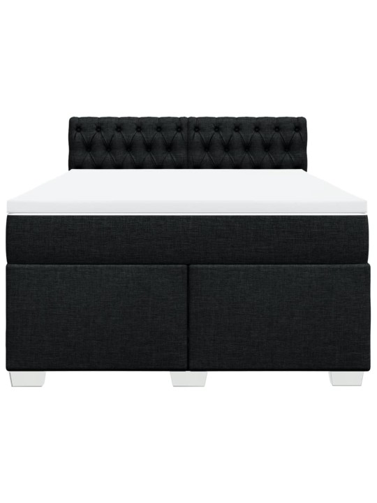 Box spring postel s matrací černá 140 x 190 cm textil