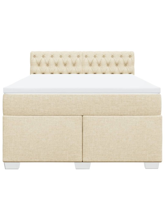 Box spring postel s matrací krémová 140x190 cm textil
