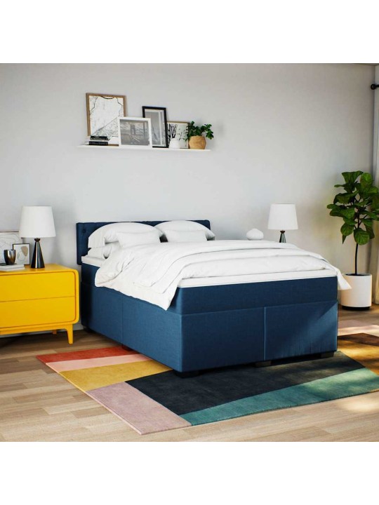Box spring postel s matrací modrá 140x190 cm textil