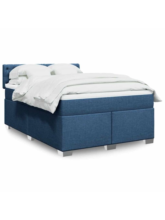 Box spring postel s matrací modrá 140x190 cm textil