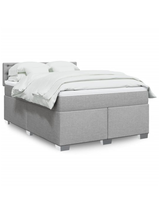 Box spring postel s matrací světle šedá 140 x 190 cm textil