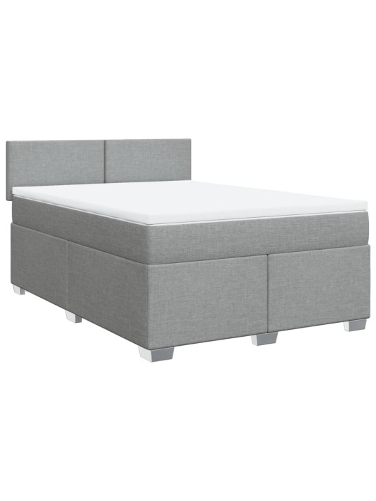 Box spring postel s matrací světle šedá 140 x 200 cm textil