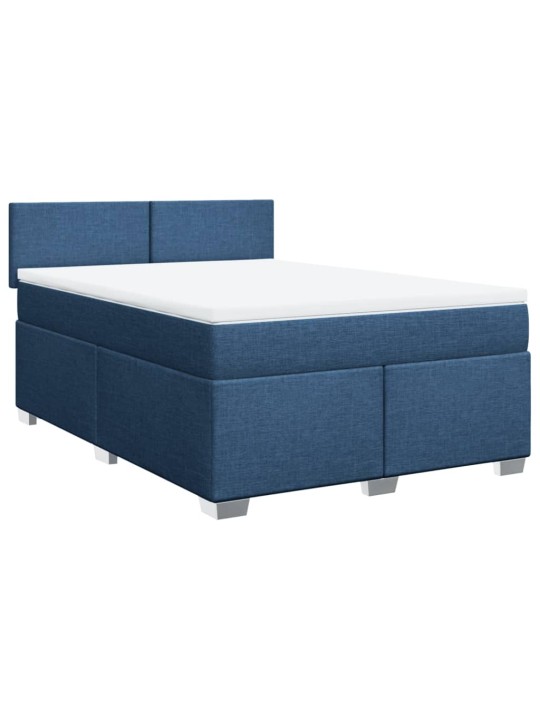 Box spring postel s matrací modrá 140x200 cm textil