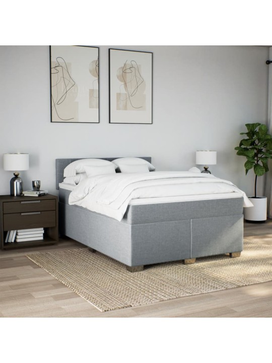 Box spring postel s matrací světle šedá 140 x 200 cm textil