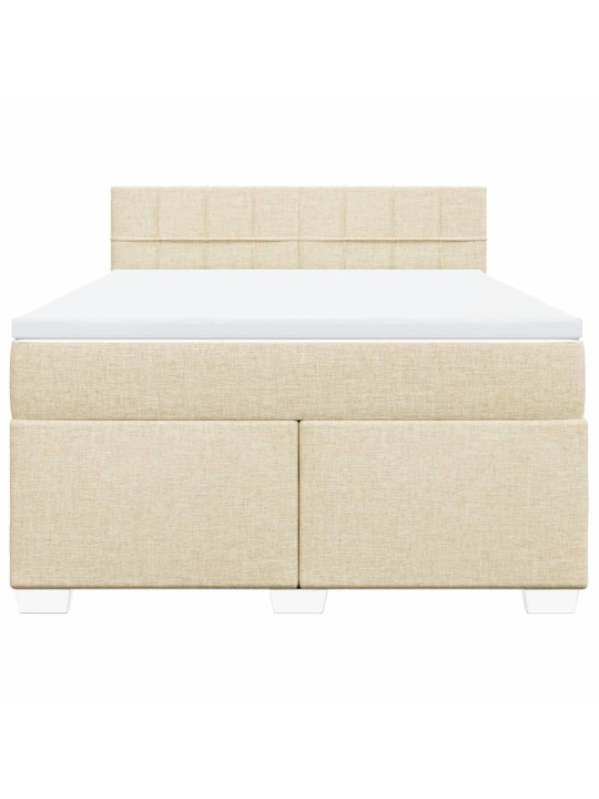 Box spring postel s matrací krémová 140x200 cm textil