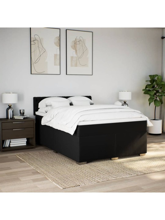 Box spring postel s matrací černá 140x200 cm textil