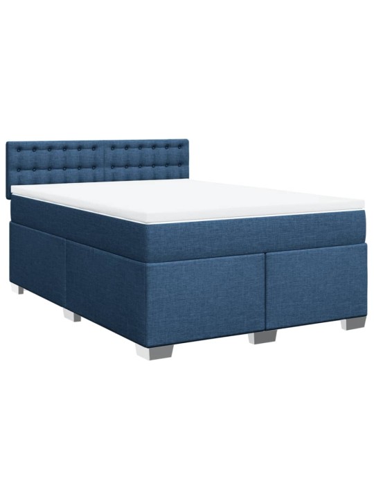 Box spring postel s matrací modrá 140x200 cm textil