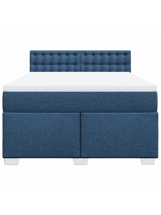 Box spring postel s matrací modrá 140x200 cm textil