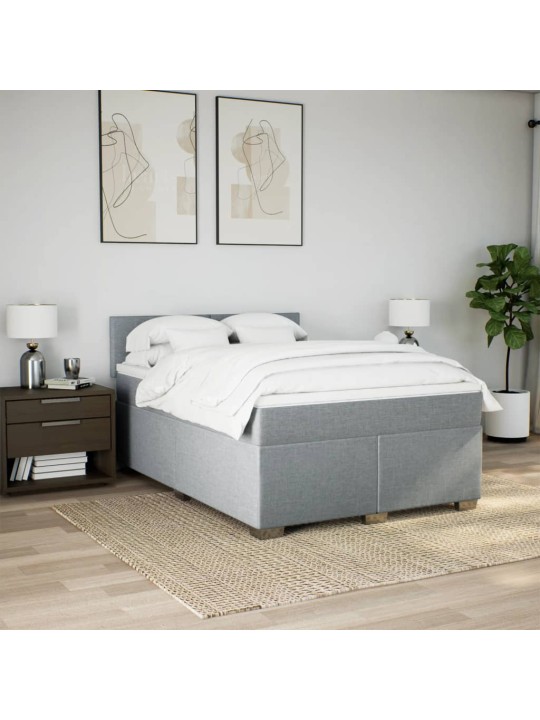 Box spring postel s matrací světle šedá 160 x 200 cm textil
