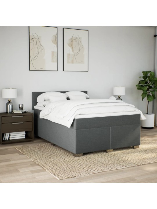 Box spring postel s matrací tmavě šedá 160x200 cm textil
