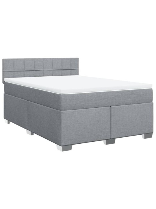 Box spring postel s matrací světle šedá 160 x 200 cm textil