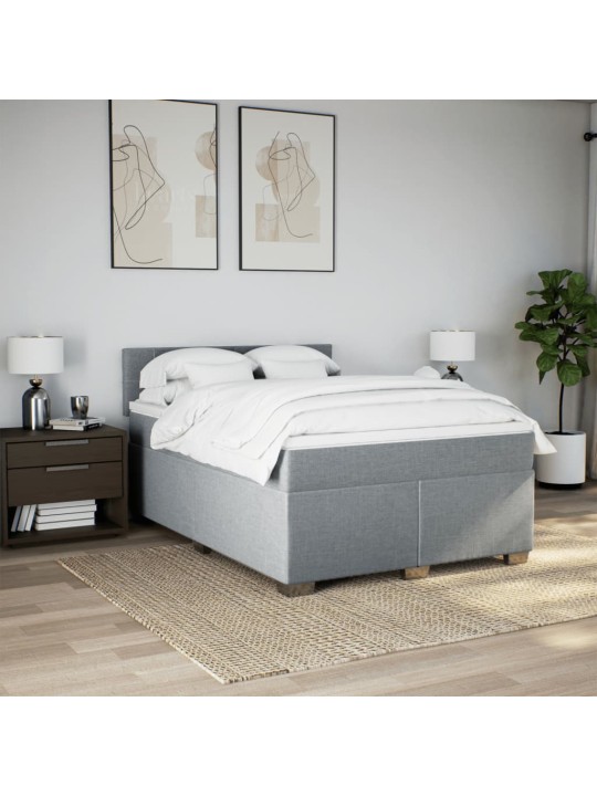 Box spring postel s matrací světle šedá 160 x 200 cm textil