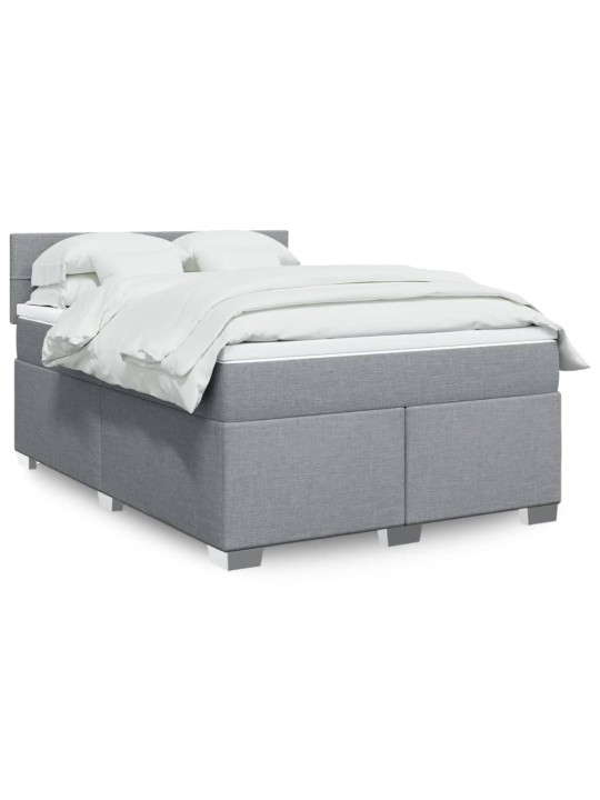 Box spring postel s matrací světle šedá 160 x 200 cm textil
