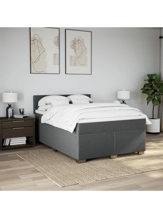 Box spring postel s matrací tmavě šedá 160x200 cm textil