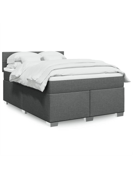 Box spring postel s matrací tmavě šedá 160x200 cm textil
