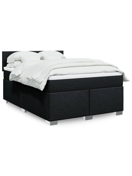 Box spring postel s matrací černá 160x200 cm textil