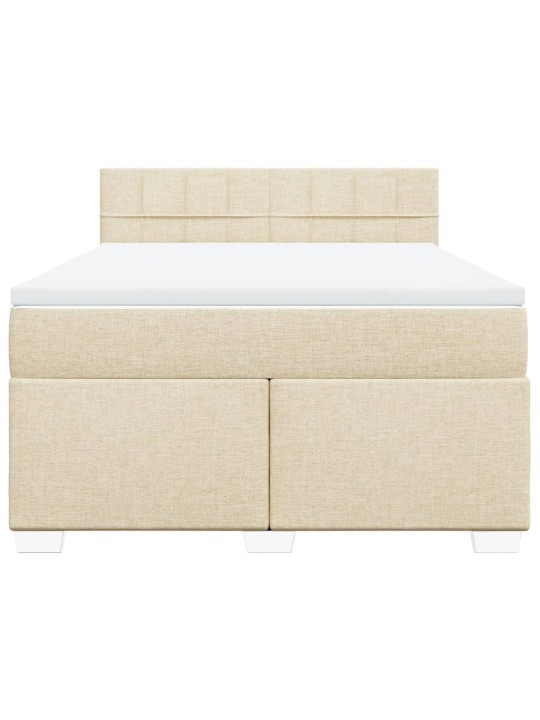 Box spring postel s matrací krémová 160x200 cm textil