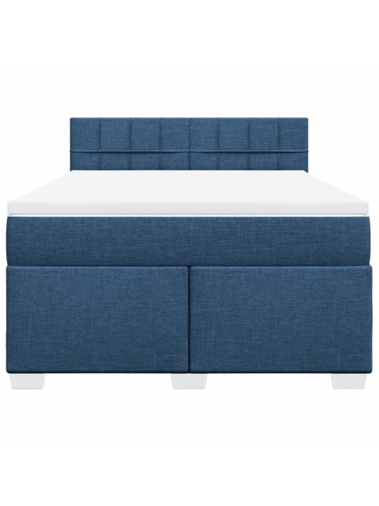 Box spring postel s matrací modrá 160x200 cm textil