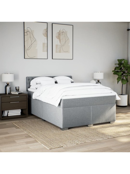 Box spring postel s matrací světle šedá 160 x 200 cm textil