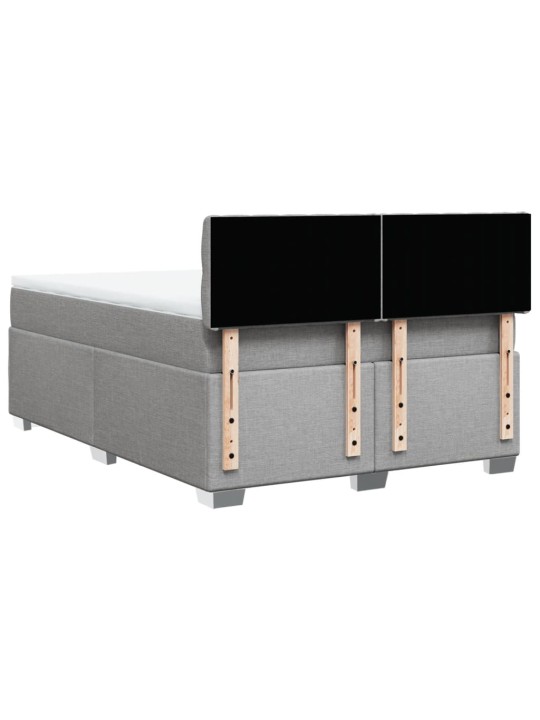 Box spring postel s matrací světle šedá 160 x 200 cm textil