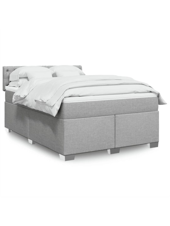 Box spring postel s matrací světle šedá 160 x 200 cm textil