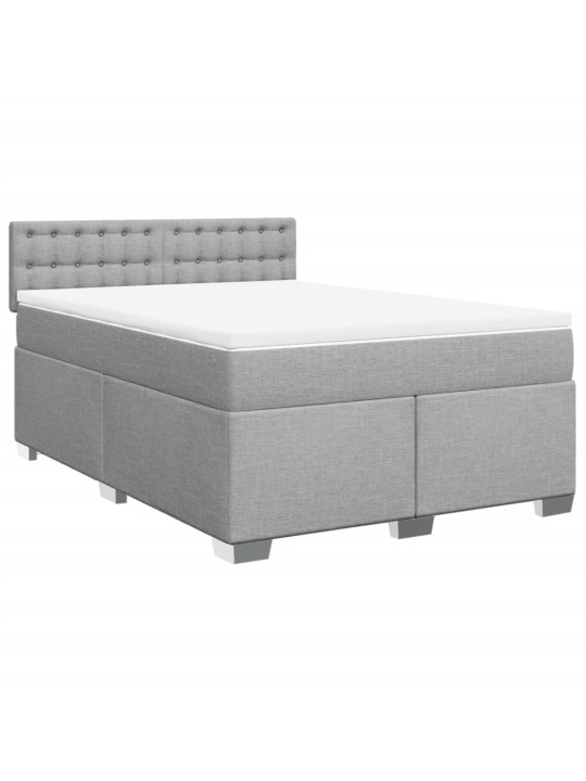 Box spring postel s matrací světle šedá 160 x 200 cm textil