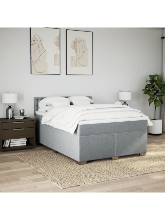 Box spring postel s matrací světle šedá 160 x 200 cm textil