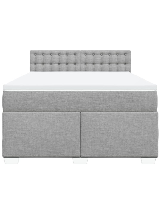 Box spring postel s matrací světle šedá 160 x 200 cm textil