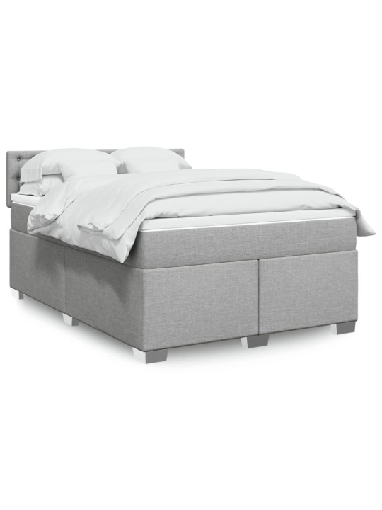 Box spring postel s matrací světle šedá 160 x 200 cm textil