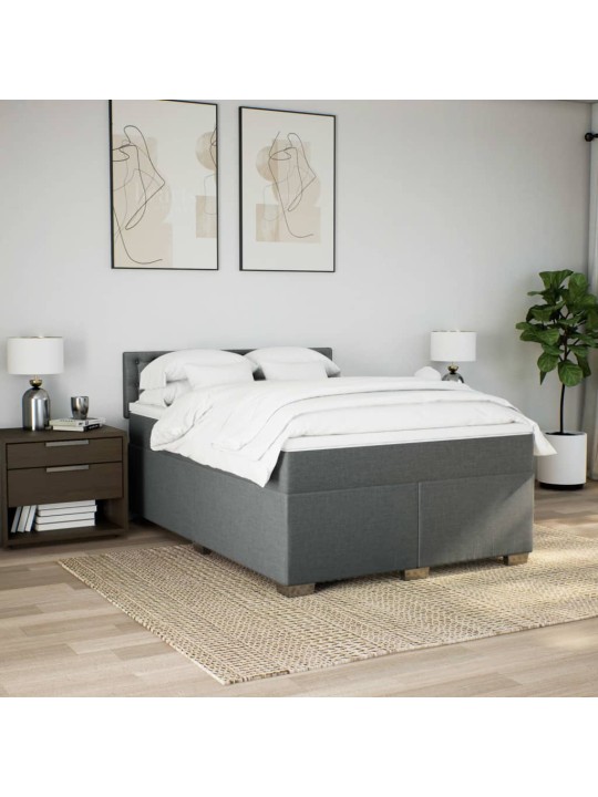 Box spring postel s matrací tmavě šedá 160x200 cm textil