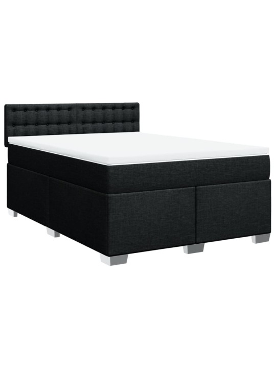 Box spring postel s matrací černá 160x200 cm textil