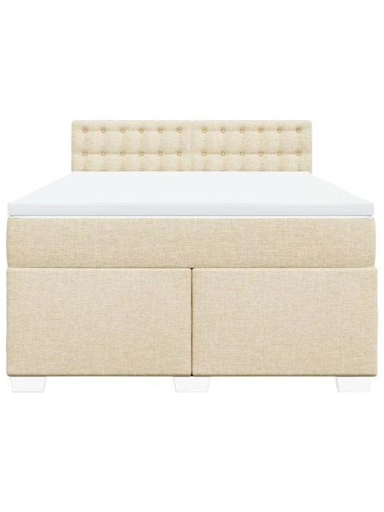 Box spring postel s matrací krémová 160x200 cm textil