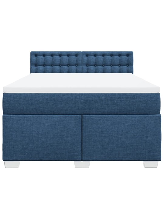 Box spring postel s matrací modrá 160x200 cm textil