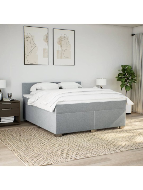 Box spring postel s matrací světle šedá 180 x 200 cm textil